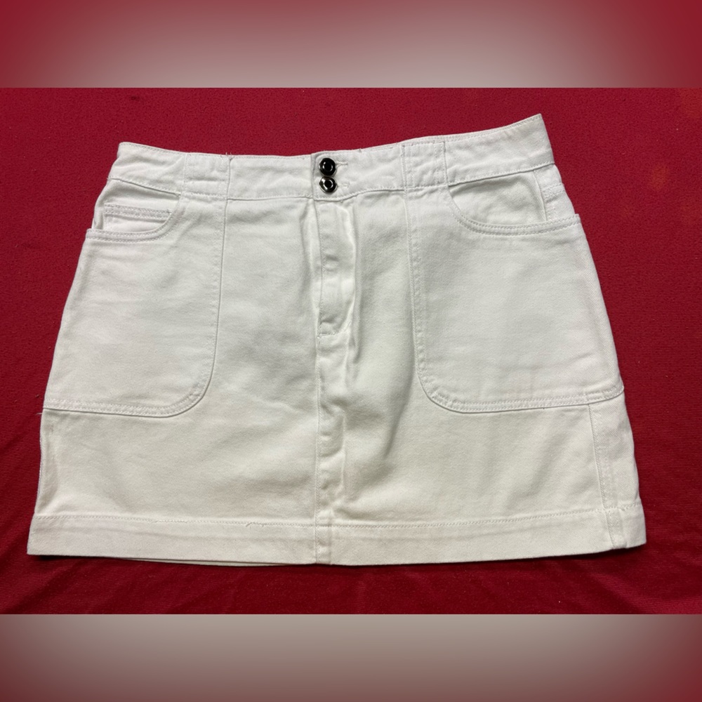 White denim mini skirt